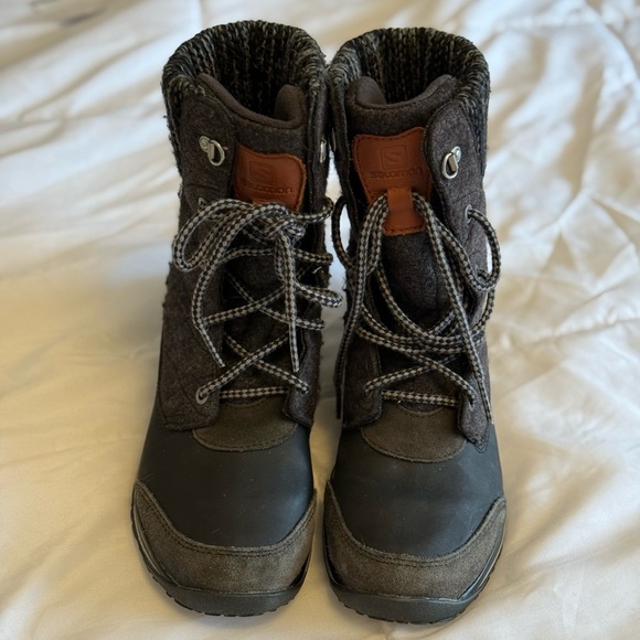 Salomon Women’s Hime Climadry Fleece Lined Snow Boots Size 6 Like New - Picture 2 of 8